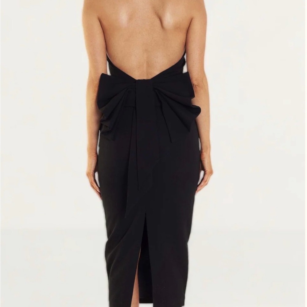 Revolve Black Backless Bow Detail Mini Dress Elegant Size S - Picture 3 of 6